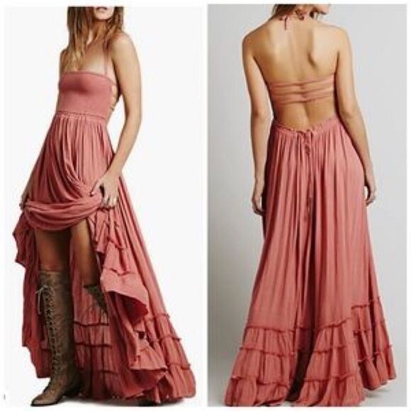 Hippie Backless Halter Dress - Picture 3 of 7